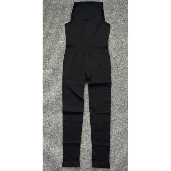 OQQ Medium Black Bodysuit Stretch Slimming Ribbed Square Neck Jumpsuit One Piece - Picture 8 of 8